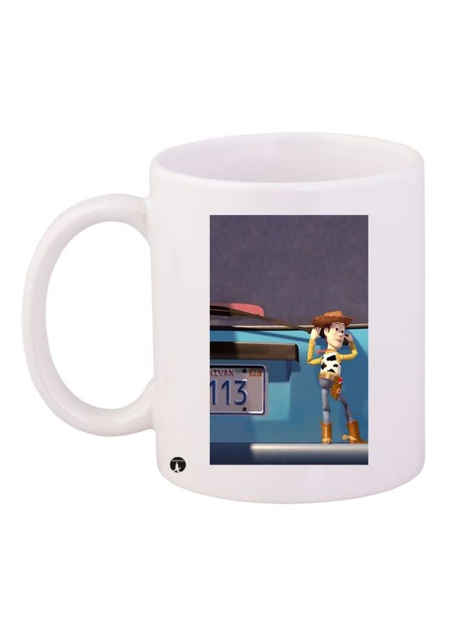 RYN Cartoon Printed Coffee Mug White/Grey/Blue 11ounce