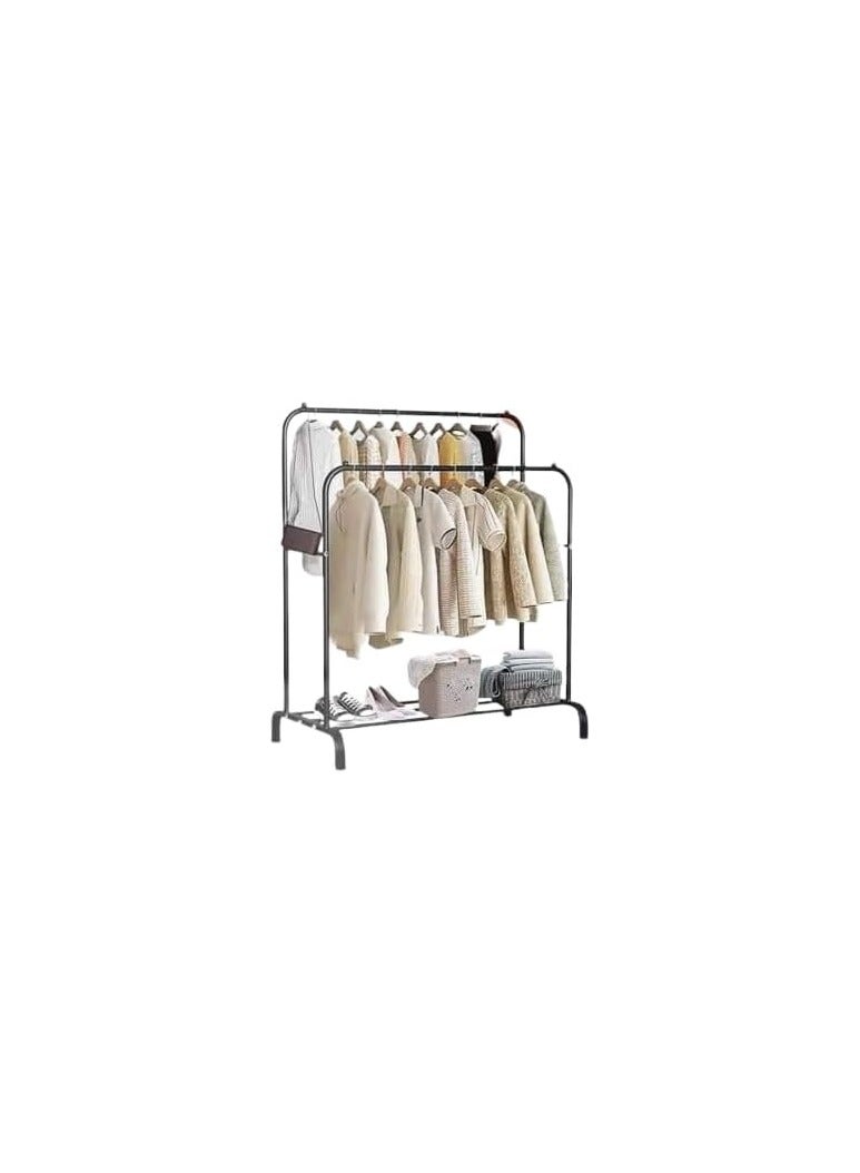 Heavy-Duty Metal Organizer Stand – Double Vertical Design, Stylish and Durable Clothes & Bag Rack - h - Image 1
