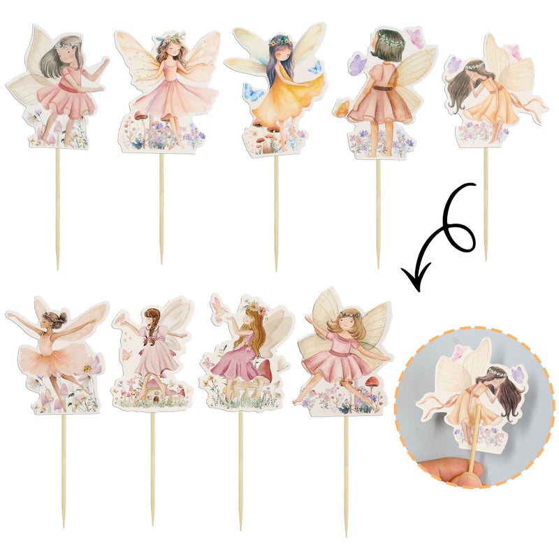 Ephlyn 36Pcs Fairy Cupcake Toppers Wing Angel Flower Fairy Birthday Cupcake Picks Ballet Dancer Cake Decorations for Baby Shower Birthday Wedding Fairy Party Decorations Supplies - Image 3