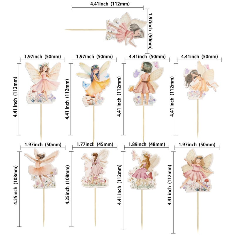 Ephlyn 36Pcs Fairy Cupcake Toppers Wing Angel Flower Fairy Birthday Cupcake Picks Ballet Dancer Cake Decorations for Baby Shower Birthday Wedding Fairy Party Decorations Supplies - Image 2