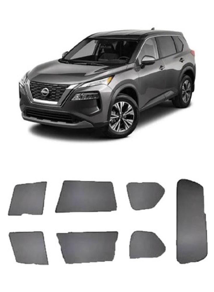 Nissan X-Trail Car Sunshade Curtain 2022-2025 - 7 Pieces Set Heat Insulation UV Protection Foldable Fabric and Metal Easy Installation - Image 1