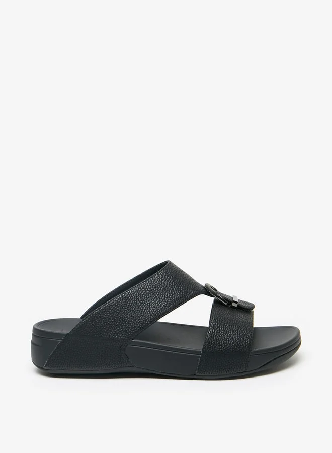 لو كونفورت Men's Textured Arabic Sandals with Buckle Detail