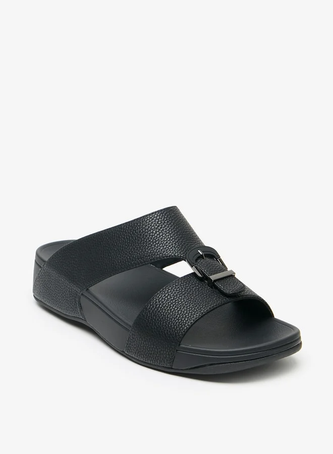لو كونفورت Men's Textured Arabic Sandals with Buckle Detail