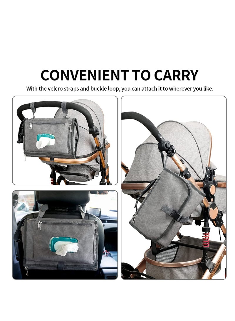 Excefore Baby Changing Pad Multifunctional Newborn Bag with Wipes Pocket Waterproof Portable Travel Infant Changing Diaper Mat Compact Diaper Changing Mat Kit for Mom Dad Baby Shower Gifts - Image 5