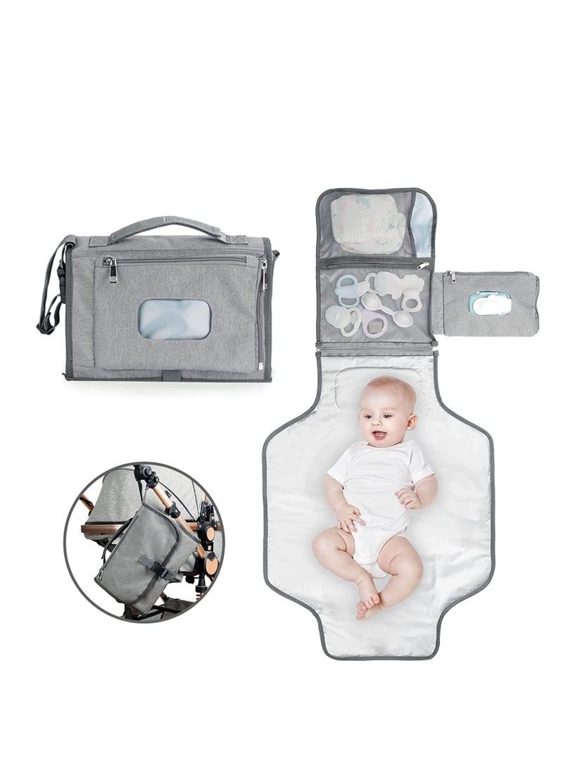 Excefore Baby Changing Pad Multifunctional Newborn Bag with Wipes Pocket Waterproof Portable Travel Infant Changing Diaper Mat Compact Diaper Changing Mat Kit for Mom Dad Baby Shower Gifts - Image 1