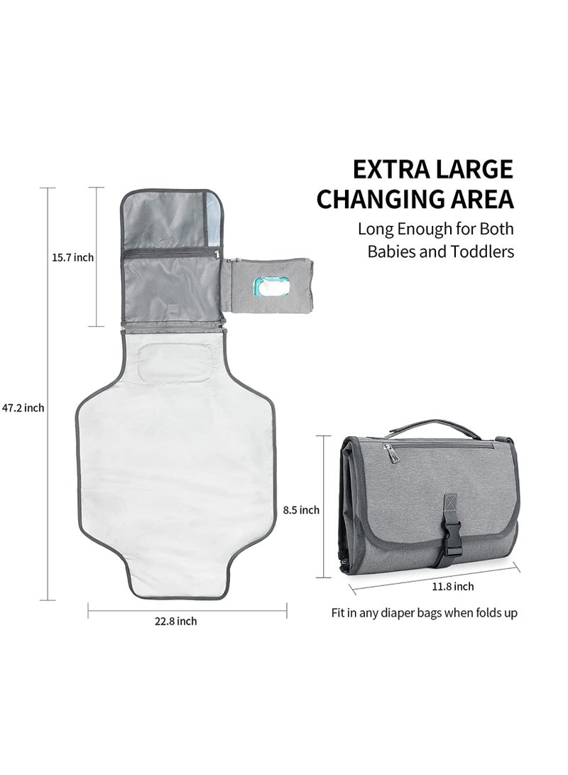 Excefore Baby Changing Pad Multifunctional Newborn Bag with Wipes Pocket Waterproof Portable Travel Infant Changing Diaper Mat Compact Diaper Changing Mat Kit for Mom Dad Baby Shower Gifts - Image 2