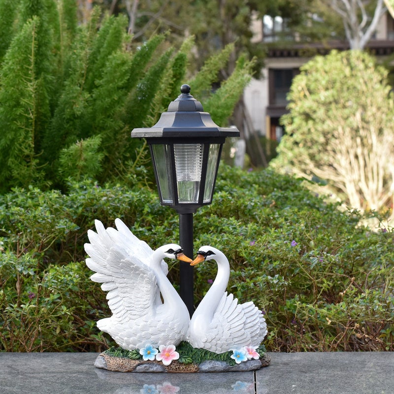 Garden Decor Swan Solar Light Resin Figurine for Garden Landscape Duck Family Statue Lamp - Image 5