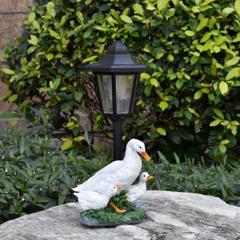 Garden Decor Swan Solar Light Resin Figurine for Garden Landscape Duck Family Statue Lamp - Image 4