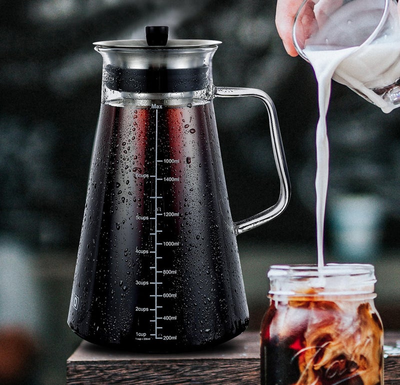 Aquach Airtight Cold Brew Coffee (Iced Tea) Maker 51oz/1.5L, BPA-Free, Durable Borosilicate Glass Pitcher and Stainless Steel Fine-Mesh Filter, Dishwasher Safe, Spill-proof, 6 Cups Capacity - Image 3