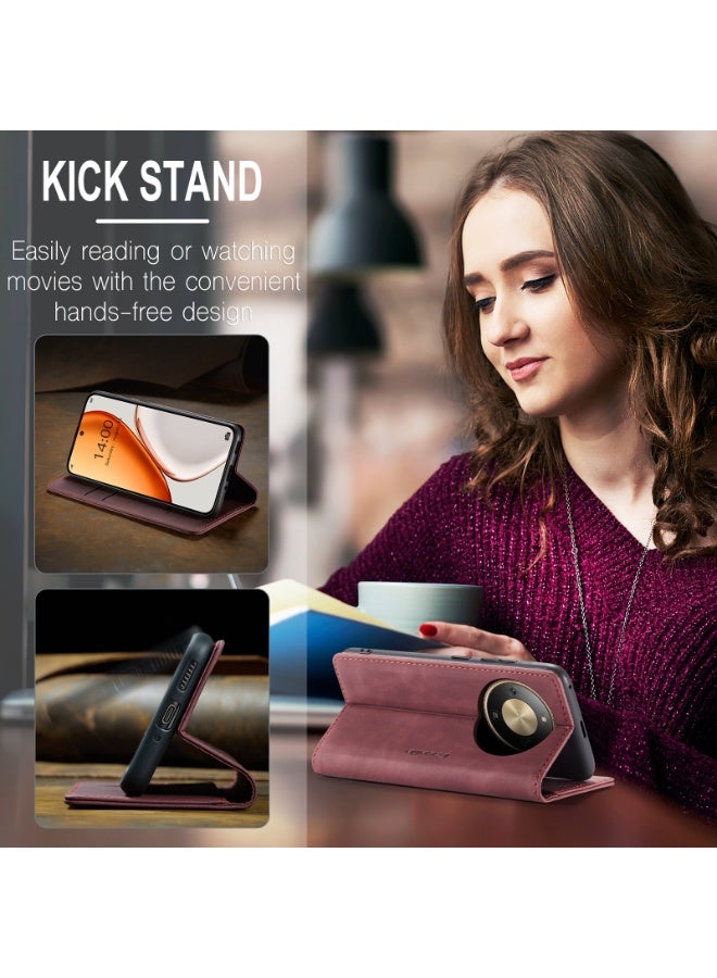 كيس مي جراب موبايل من الجلد الصناعي الفاخر  013 وحامل للكروت و البطاقات متوافق مع  Honor X9D  (نبيتي) - Image 2