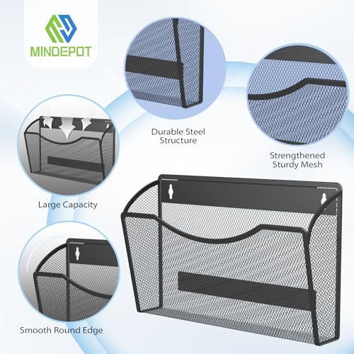 MINDEPOT Magnetic Wall File Organizer,Hanging Wall Mounted File Folder Binder Holder Mail Organizer for Office,Home and School Supplies - Image 4
