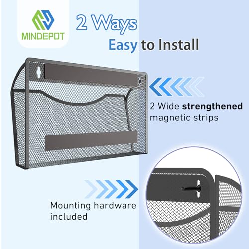 MINDEPOT Magnetic Wall File Organizer,Hanging Wall Mounted File Folder Binder Holder Mail Organizer for Office,Home and School Supplies - Image 3