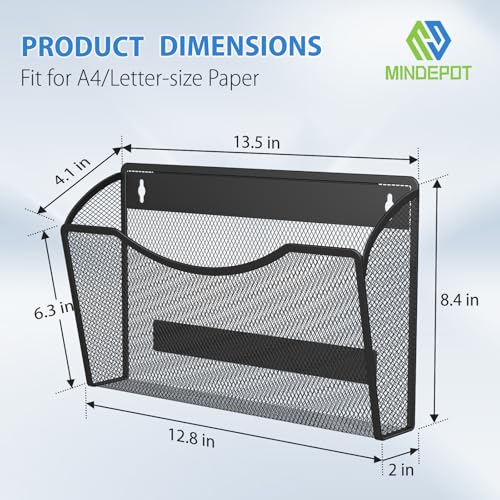 MINDEPOT Magnetic Wall File Organizer,Hanging Wall Mounted File Folder Binder Holder Mail Organizer for Office,Home and School Supplies - Image 2