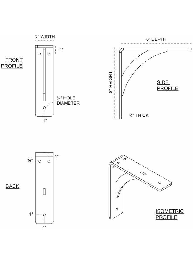 Ekena Millwork BKTM02X08X08LECRS 2-Inch W x 8-Inch D x 8-Inch H Legacy Bracket, Steel - Image 2