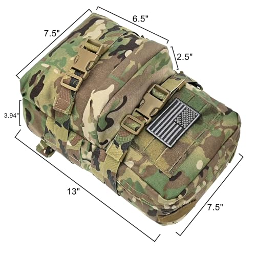 tactifans Tactical Mini Molle Hydration PackMolle Hydration Carrier with US Flag Nylon Water ResistantHydropack 2L Water Bladder for Tactical Vest BackpackCP - Image 3