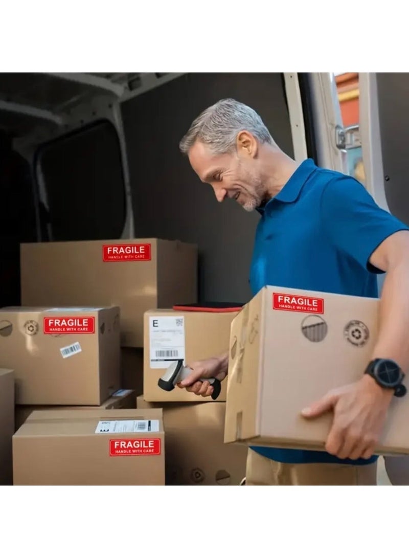 CleanWave - The Pure Effect 150-Count Fragile Warning Stickers Roll – Waterproof Rectangular “Handle with Care” Labels, Self-Adhesive PVC Packaging Stickers, Do Not Crush or Drop - Image 2