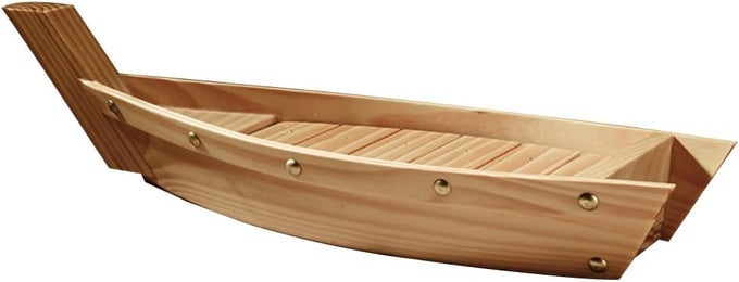 WOODEN SUSHI SERVING TRAY BOAT PLATE FOR RESTAURANT OR HOME