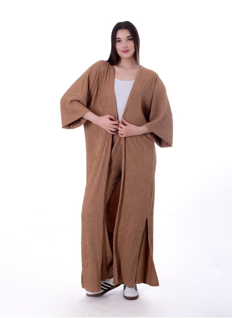 بيبو طقم كارديجان طويل سادة مقاس حر، يناسب وزنًا يتراوح من 60 إلى 85 كجم تقريبًا  - Image 1