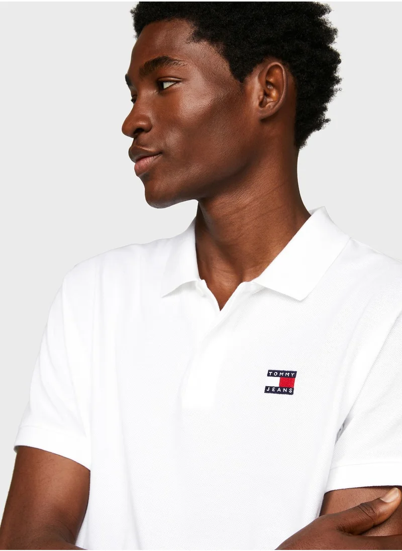 TOMMY JEANS Logo Badge Slim Fit Polo Shirt