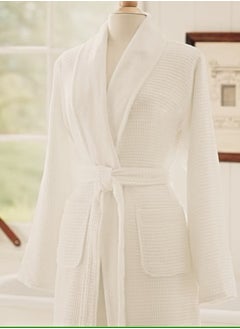 MAXQON Pack Of 2 - Bathrobes (Unisex) - Luxurious Cotton Waffle With Terry Inside Double Layer Highly Absorbent Super Soft Bathrobes For Women & Men- Adult Size, Color White  - Image 4