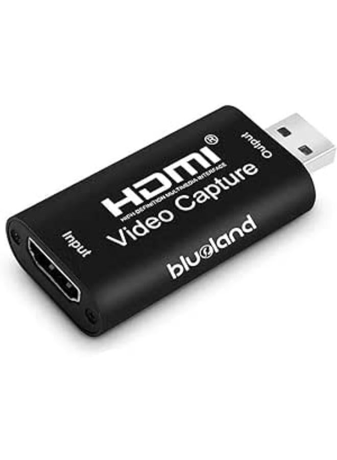 Blueland portable video capture card hdmi to usb 2.0 1080p video record via dslr camcorder action cam for game stream mobile live broadcast