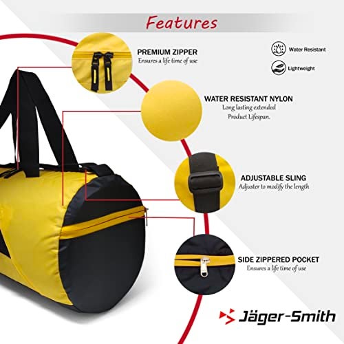 Jager_Smith Jager-Smith GB 700 Multipurpose Gym Bag with Shoe Compartment (Bright Yellow) - Image 4