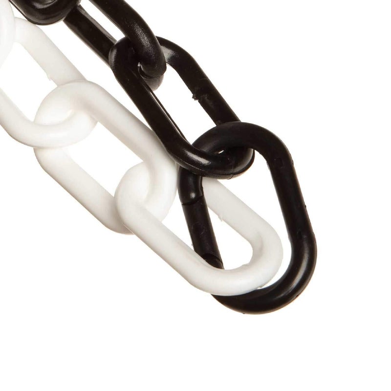 Mr. Chain Plastic Barrier Chain, Alternating Black/White, 2-Inch Link Diameter, 100-Foot Length (50020-100) - Image 1