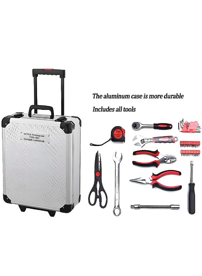 OHAHO 187-Piece Professional Tool Kit Set with Socket Wrench & Ratchet Set in Lockable Tool Box - Complete Hand Tools, Automotive & Mechanics Tool Set for Home, Car Repair & DIY - Image 4