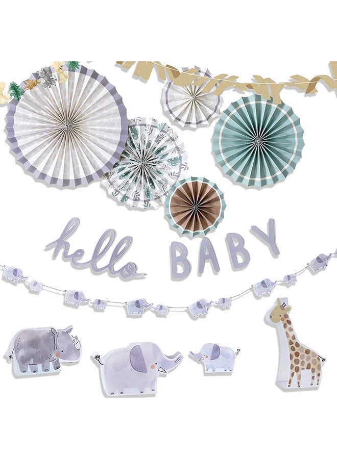 Amscan طقم تزيين غرفة الأطفال مرحبًا بك في الغابة الناعمة 13 قطعة