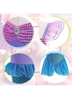 Generic Little Girls Mermaid Princess Costume Party Dress For Kids, Mermaid Costume Princess Dress Up With Accessories Including Pendant, Earrings, Hair Clips, Handbag (A)  - Image 3