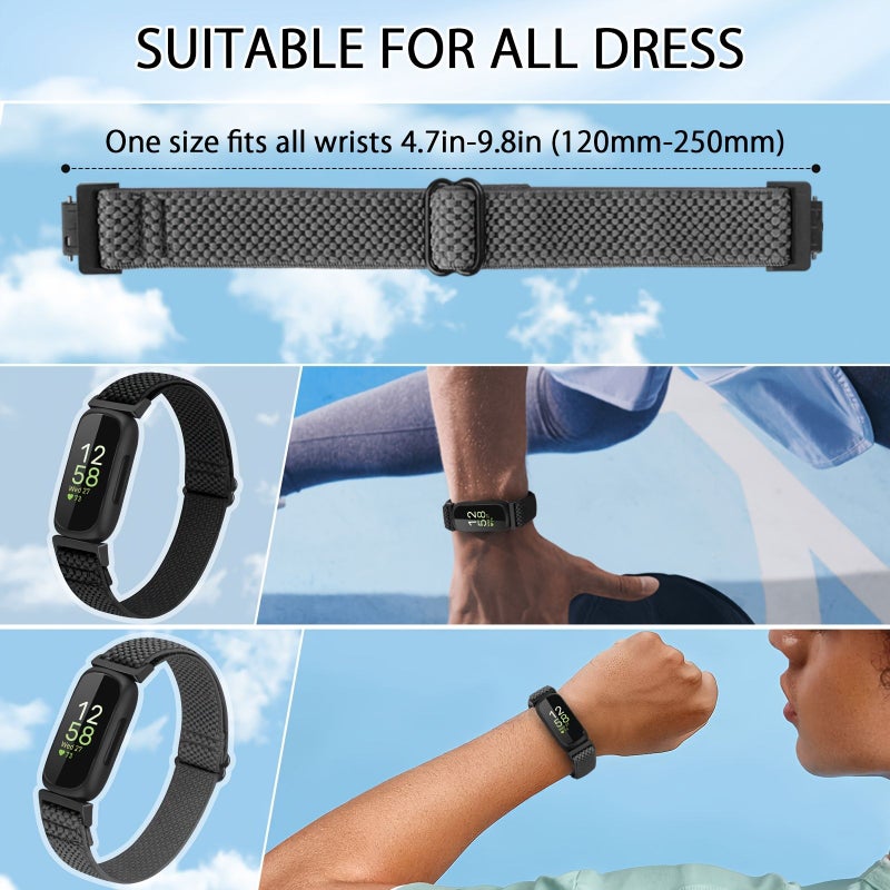 أشرطة نايلون أرجوانية قابلة للتعديل ومرنة لساعات Fitbit Inspire 3 وFitbit Ace 2 وFitbit 3، معصم بديل ناعم ومطاطي. - Image 2