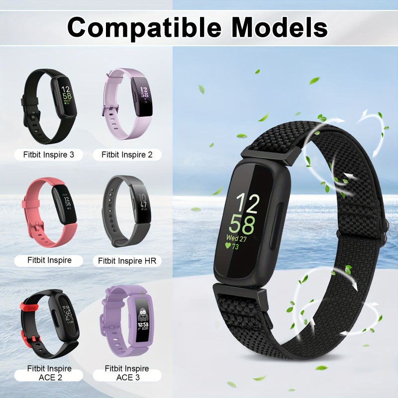 أشرطة نايلون أرجوانية قابلة للتعديل ومرنة لساعات Fitbit Inspire 3 وFitbit Ace 2 وFitbit 3، معصم بديل ناعم ومطاطي. - Image 5