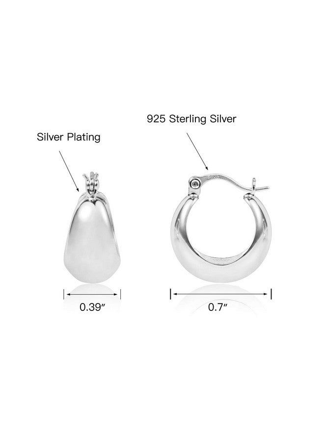 KISSPAT Chunky Silver Huggie Hoop Earrings For Women Hypoallergenic Sterling Silver Post Small Thick Huggie Earring Hoops - Image 4