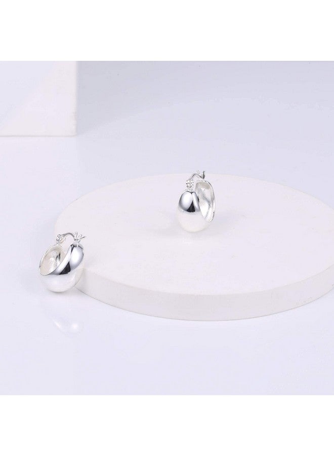 KISSPAT Chunky Silver Huggie Hoop Earrings For Women Hypoallergenic Sterling Silver Post Small Thick Huggie Earring Hoops - Image 5