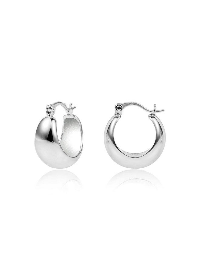 KISSPAT Chunky Silver Huggie Hoop Earrings For Women Hypoallergenic Sterling Silver Post Small Thick Huggie Earring Hoops - Image 1