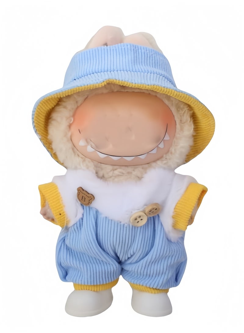 17cm Clothes Set for Doll,Handcrafted Dress up Unique Overalls Set & Style Hat Cute Clothes for 17cm Doll Accessories Suit,Cute Clothes for Doll Not Included  - Image 1