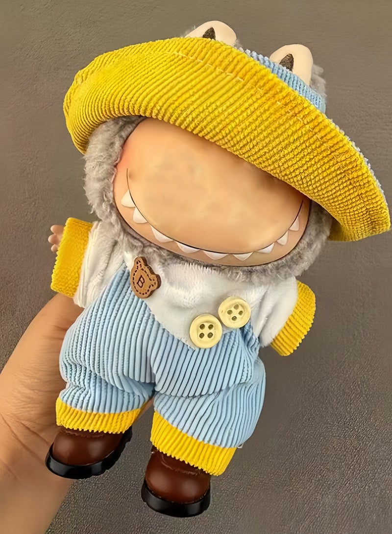 17cm Clothes Set for Doll,Handcrafted Dress up Unique Overalls Set & Style Hat Cute Clothes for 17cm Doll Accessories Suit,Cute Clothes for Doll Not Included  - Image 3