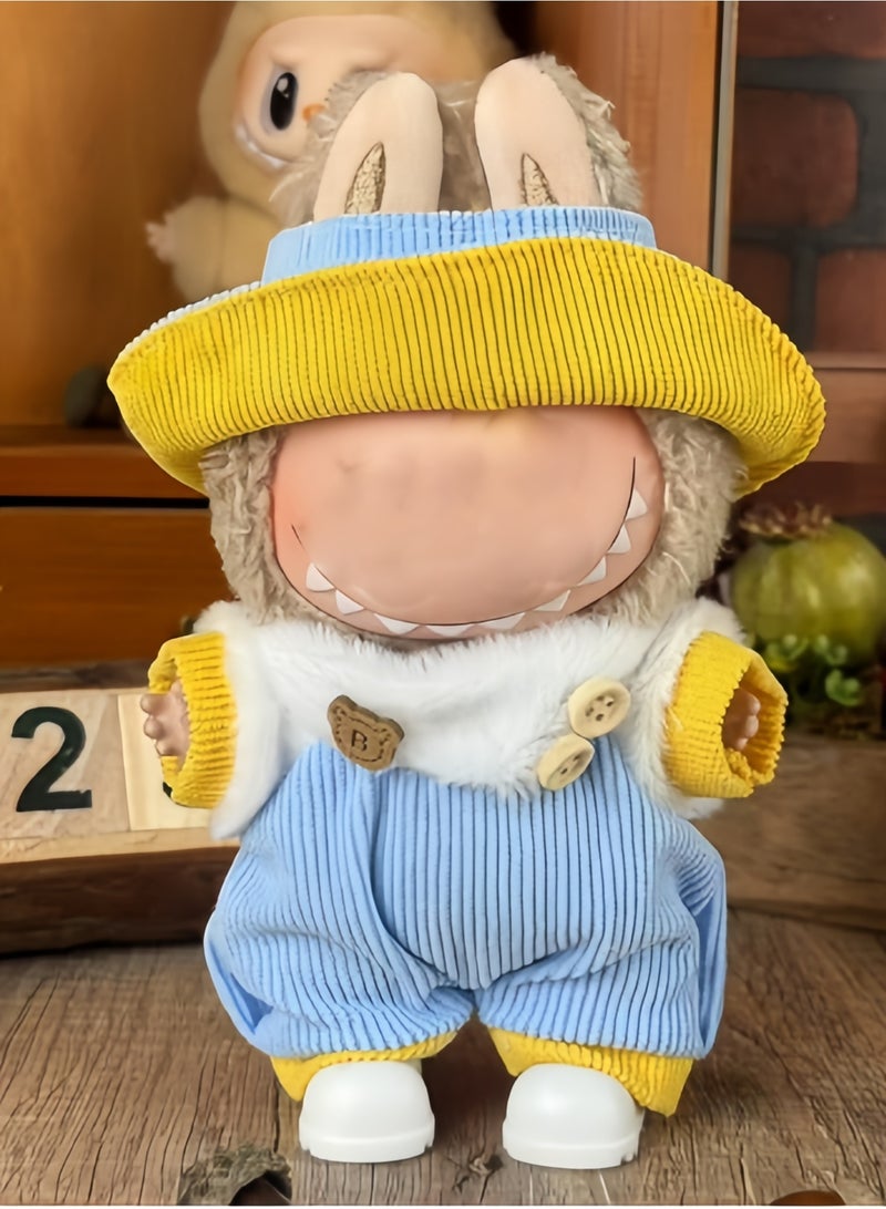 17cm Clothes Set for Doll,Handcrafted Dress up Unique Overalls Set & Style Hat Cute Clothes for 17cm Doll Accessories Suit,Cute Clothes for Doll Not Included  - Image 4