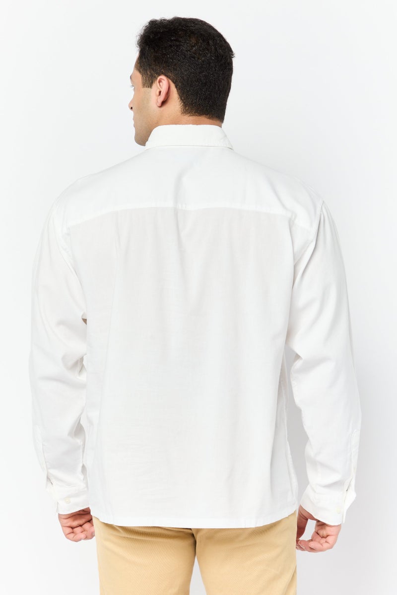 Men Regular Fit Solid Long Sleeve Casual Shirt, White
