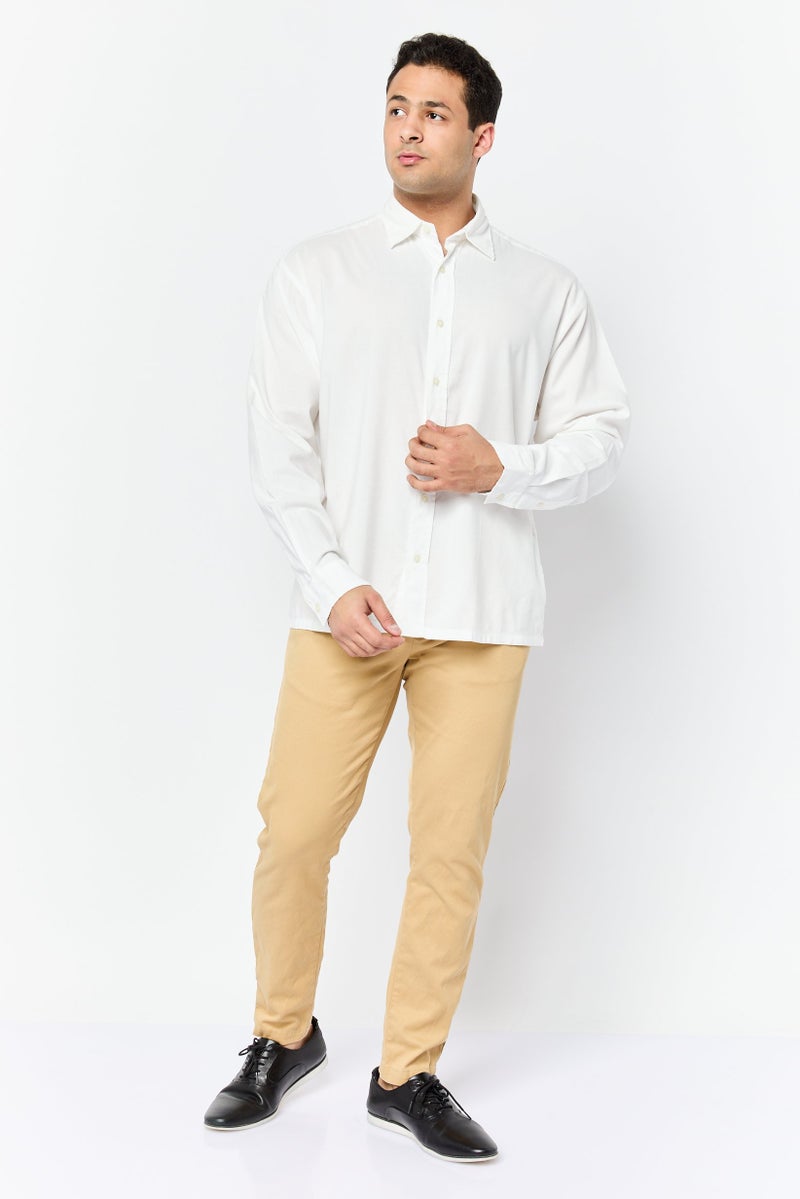 Men Regular Fit Solid Long Sleeve Casual Shirt, White