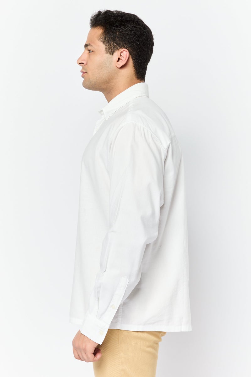Men Regular Fit Solid Long Sleeve Casual Shirt, White