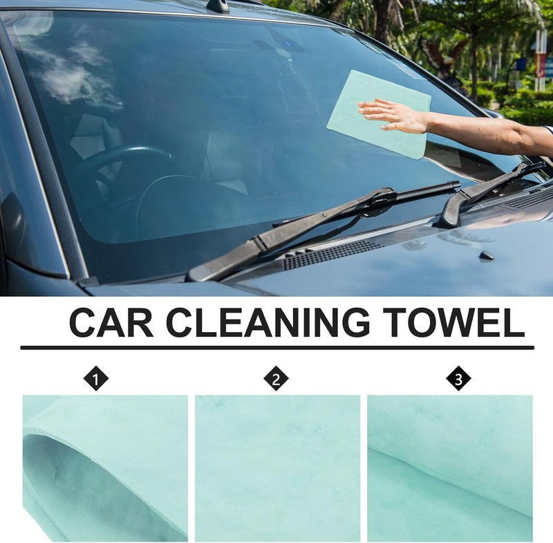 Yardwe Extra Large Car Washing Towel Green Synthetic Chamois Cloth for Cars Suitable for Vehicle Cleaning and Detailing - Image 3