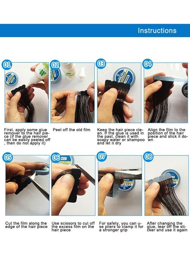 والكر تايب شريط نظام الشعر الأمامي ذو قطعتين 2 × 3 ياردة، شريط مستعار ثابت مقاوم للماء، شريط دعم أزرق - Image 5