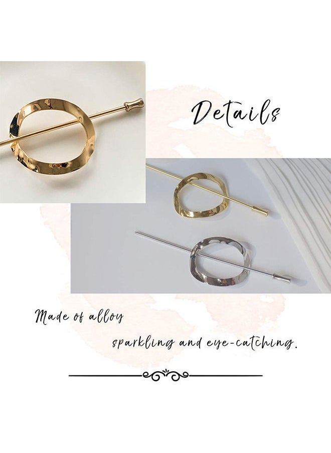 Depend - 2 Pieces Bun Cuffs Gold Hair Stick Vintage Bun, Elegant Hairpin Top Clip Hairpin Women Hair Accessories, Round Hairpin Metal Bun Cage for Girls Ladies (Gold + Silver) - Image 1