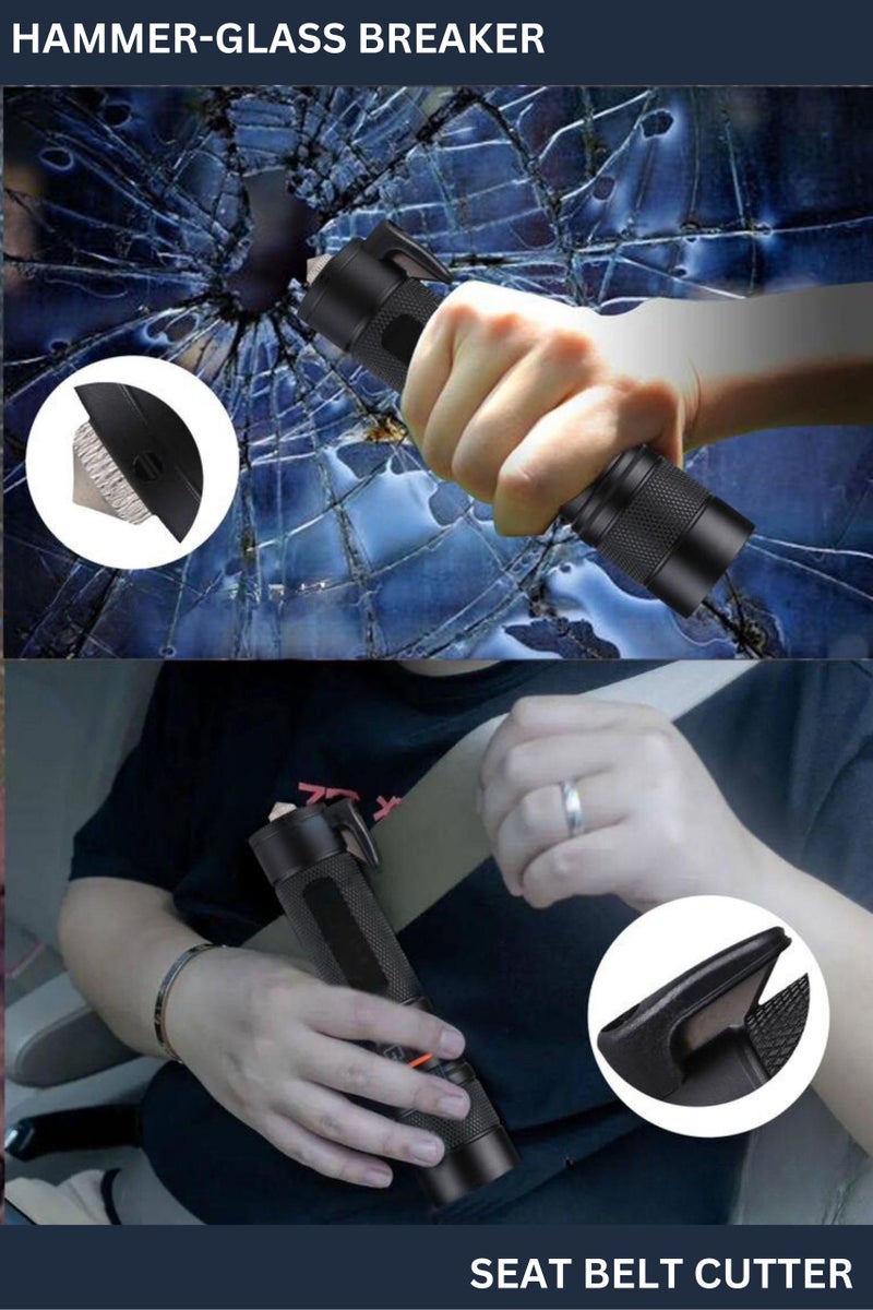 MZ M986 Car Emergency Light - Silver | with 3 Different Modes, Hammer and Seatbelt Cutter | Zoomable Torch Emergency Car Escape Tool | Window Breaker - Image 5