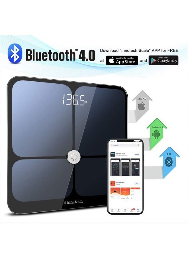 Innotech - Smart Bluetooth Body Fat Scale Digital Weight Scales Body Composition BMI Analyzer with Free APP (Please Download The Latest Version), Compatible with Fitbit, Apple Health & Google Fit - Image 1