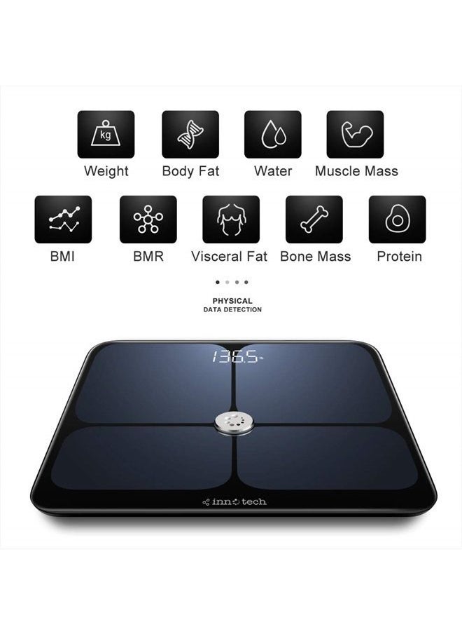 Innotech - Smart Bluetooth Body Fat Scale Digital Weight Scales Body Composition BMI Analyzer with Free APP (Please Download The Latest Version), Compatible with Fitbit, Apple Health & Google Fit - Image 1