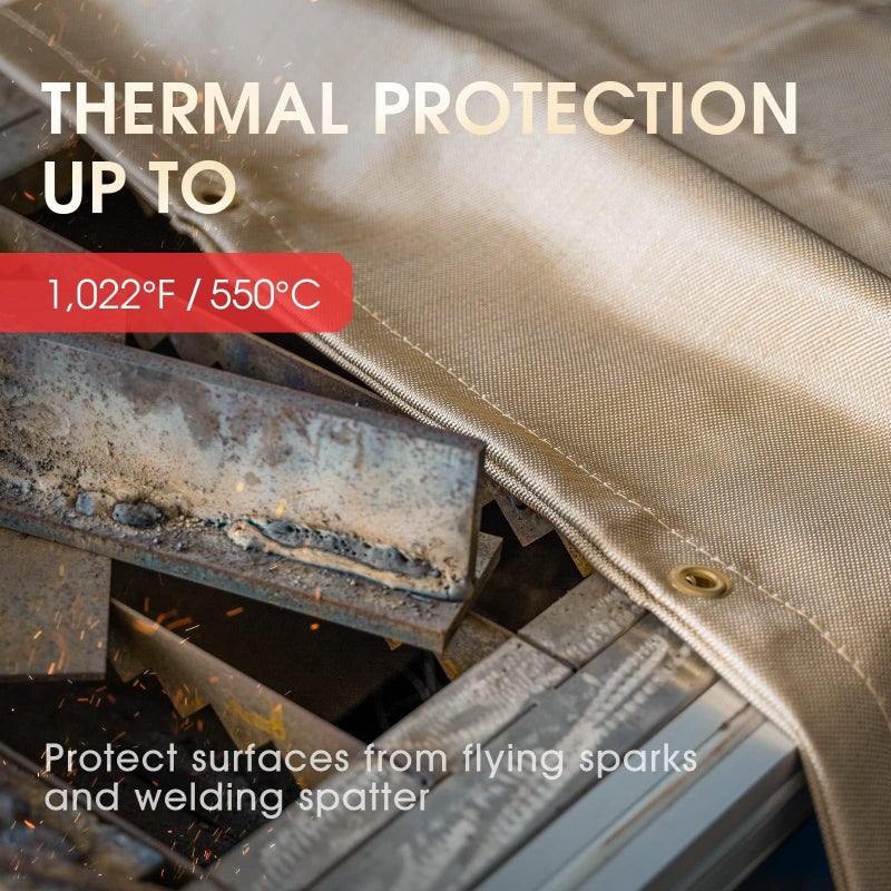 Heavy Duty Fiberglass Welding Blanket?100×80cm Fireproof Insulation Blanket?1/3”(8mm) Thickened Weld Cover with Grommets?Thermal Resistant Insulation - Image 3