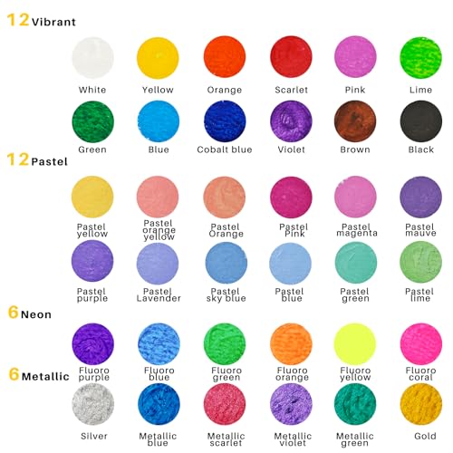 Artecho Tempera Paint Sticks, 36 Colors Washable Paint Sticks Including 12 Vibrant Colors, 12 Pastel Colors, 6 Neon Colors and 6 Metallic Colors - Image 2