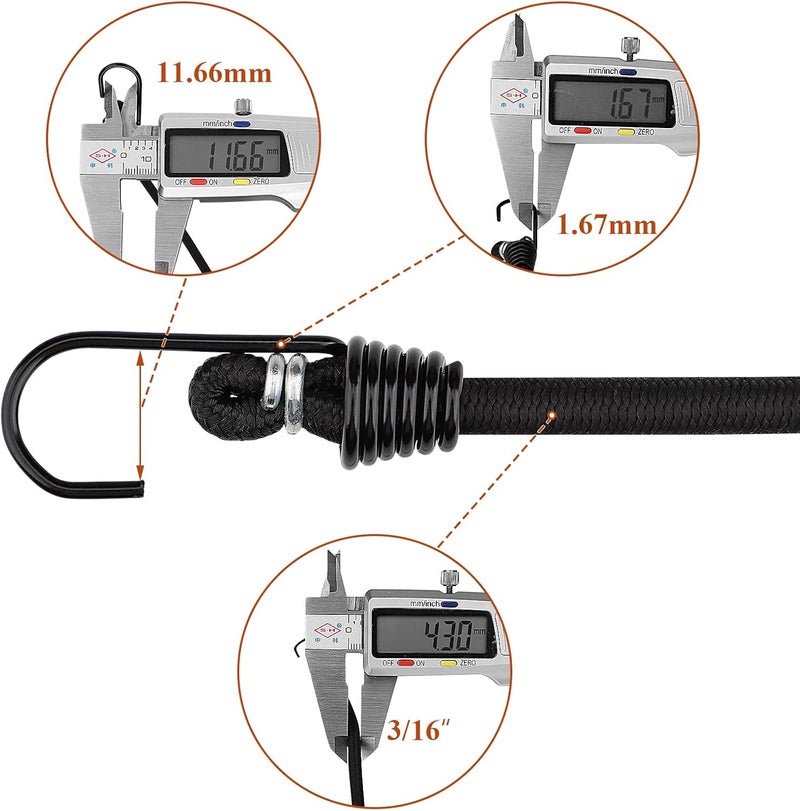 ZHOUBIN 9 inch Mini Short Black Bungee Cords with Hooks, 12 Pcs - Image 2